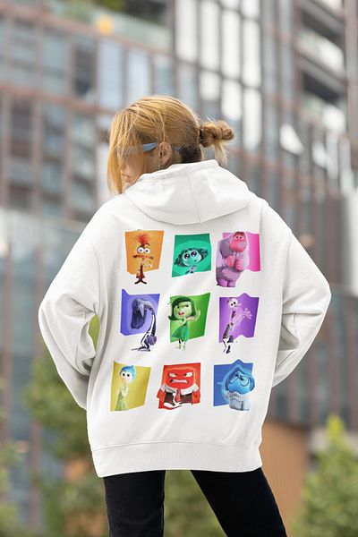 SEVBANO Reverse Face Printed Unisex Oversize Insiide Out Cartoon Hoodie