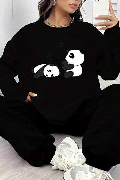 Wish BF Βαμβακερό σετ ανδρικών φόρμων Lazy Panda για το χειμώνα