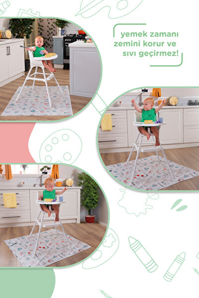 Minimono Mama Sandalyesi Altı Ve Aktivite Örtüsü - Kullan At- 1 Rulo 10 Adet
