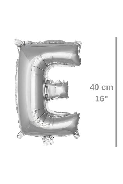 ikm balon Foil Balloon Letter E Helium Balloon 40 cm Silver Color - Letter E Balloon - Letter E Balloon