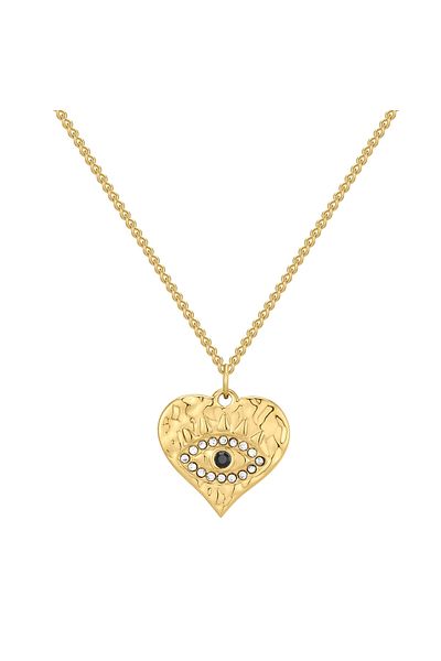 eastside Edelstahlhalskette Kette mit Anhänger Edelstahl gelbgold Zirkonia weiß schwarz