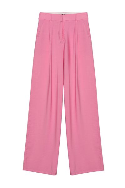 Quzu Pink High Waist Wide Leg Trousers