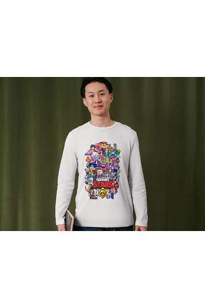 YAPO TİCARET Tricou alb pentru adulți cu mânecă lungă pentru copii Brawl Stars Tricou unisex pentru copii