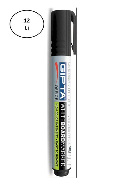 Gıpta Marker Round Nib Filled Wooden Pen Black 12 Pieces