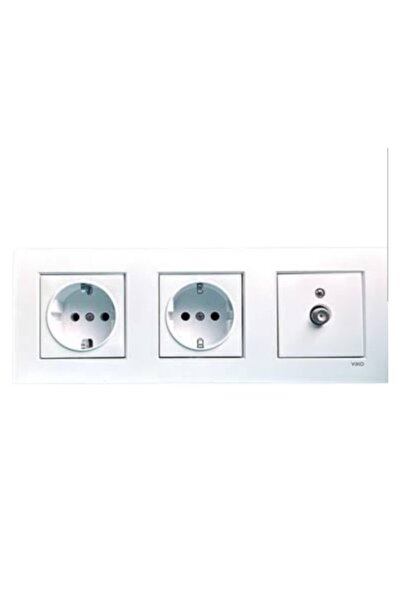 VİKO Viko Karre White Set of 3 Tv Satellite Socket (F Connector) Grounded Socket Grounded Socket