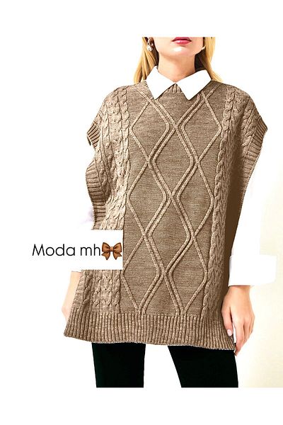 moda mh Women's Adjustable Patterned Side Tie 75 cm Sweater