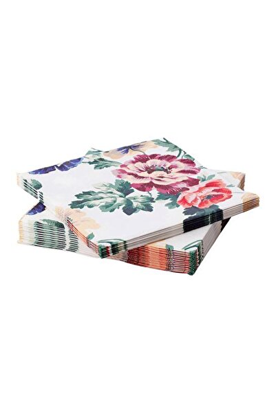 IKEA Smaksınne Çiçekli Kırmızı-beyaz-yeşil 30 Adet 33 X 33 Cm Kağıt Peçete
