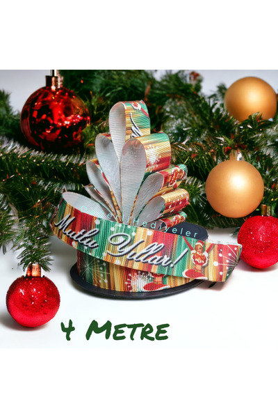 GÜLSEMALİ Грогрен з принтом 4 МЕТРИ Новорічна стрічка - Коробка для прикрашан...