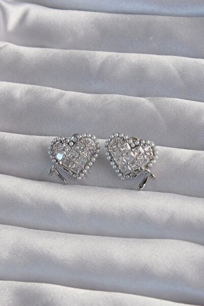 Clariss النحاس الفضة اللون القوس التفاصيل اللؤلؤ الزركون حجر القلب أقراط