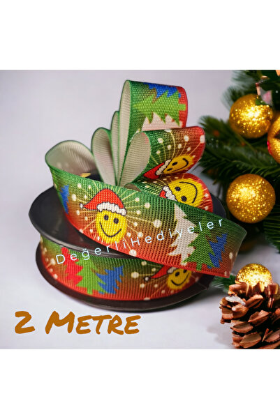 GÜLSEMALİ 2 METRA Grosgrain Štampano Božićna traka za dekoraciju kutije Traka...