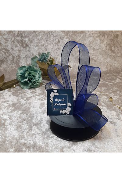 GÜLSEMALİ 20 μ.τ. Κορδέλα σιφόν Navy Blue Teker - 2,5 cm