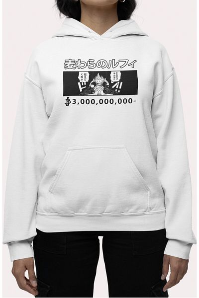 Fuddy Moda One Piece Luffy Gear 5 Unisex Oversize φούτερ με κουκούλα - Πίσω στάμπα Anime Hoodie