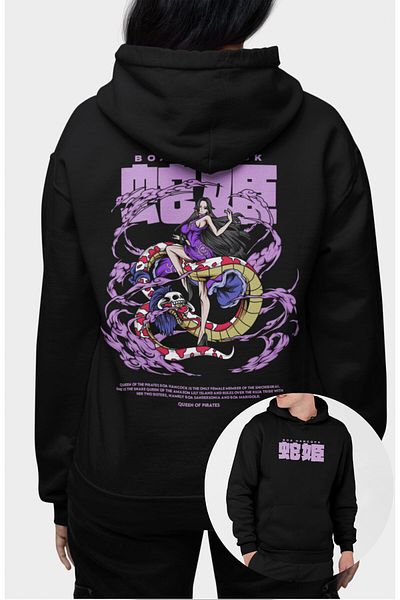Fuddy Moda Boa Hancock Unisex Oversize Hooded Sweatshirt - One Piece Themed Anime Back Printed Hoodie