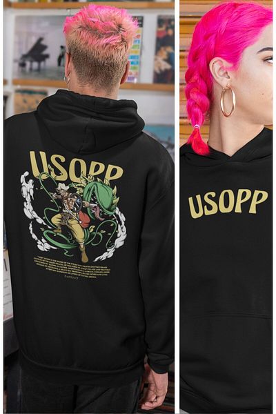 Fuddy Moda Usopp Back Printed Oversize Hooded Sweatshirt - Unisex One Piece Anime Hoodie