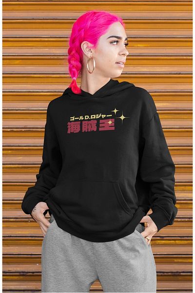 Fuddy Moda Unisex One Piece Themed - Gol D. Roger Back Printed Oversize Hooded Sweatshirt