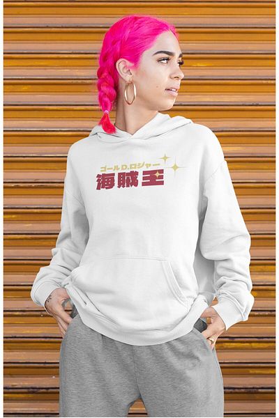 Fuddy Moda Unisex One Piece Themed - Gol D. Roger Back Printed Oversize Hooded Sweatshirt