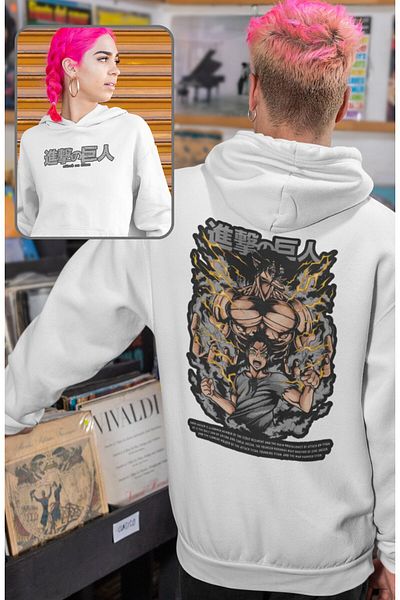 Fuddy Moda Eren Colorful AOT Hooded Oversize φούτερ - Unisex Anime με κουκούλα