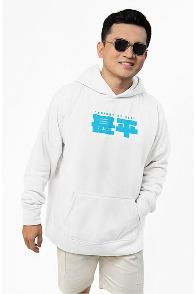 Fuddy Moda Hanorac supradimensionat cu glugă Jimbei unisex - Hanorac anime cu tematică dintr-o singură bucată cu imprimeu pe spate