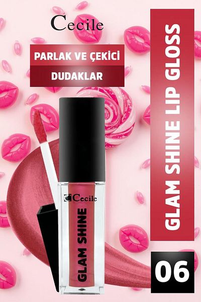 Cecile Glam Shine 06-Pink Honey Gloss (Very Striking Color of Summer Evenings)