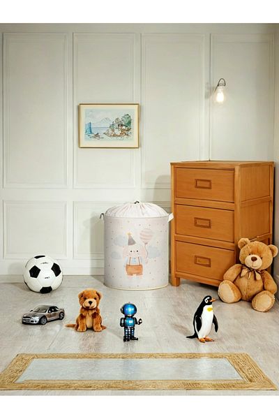 PRENDİ HOME Rabbit Printed Mesh Παιχνίδι πολλαπλών χρήσεων Dirty Laundry Basket Πτυσσόμενο καλάθι οργάνωσης 37x40