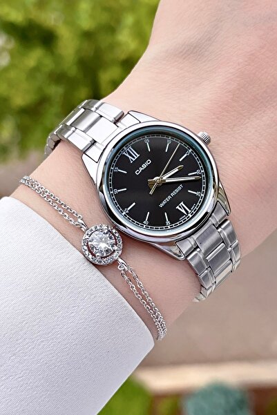 Casio Gümüş Siyah Renk Kadın Kol Saat