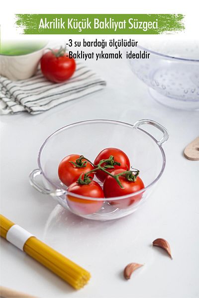 AC BOX Acrylic Transparent Mini Rice Strainer & Pulses Strainer (3 Water Cups Measures)