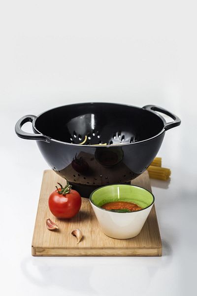 AC BOX Acrylic Black Pasta Strainer & Vegetable Fruit Strainer