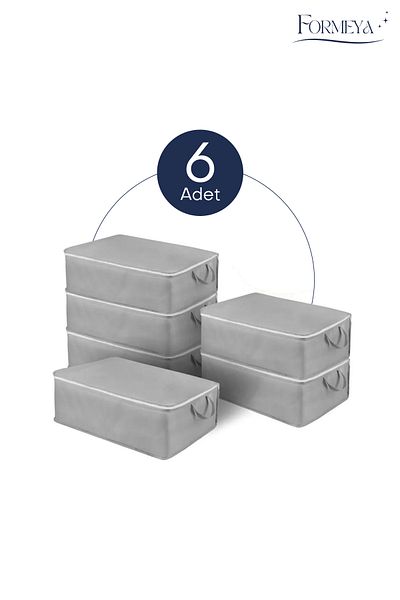 Formeya Graues 6-teiliges Großbett - Mehrzweck-Aufbewahrung für unter den Lattenrost 64x45x22 cm