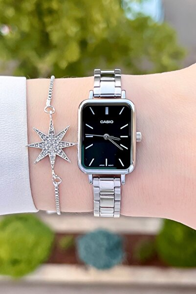 Casio Gümüş Siyah Renk Kadın Kol Saat