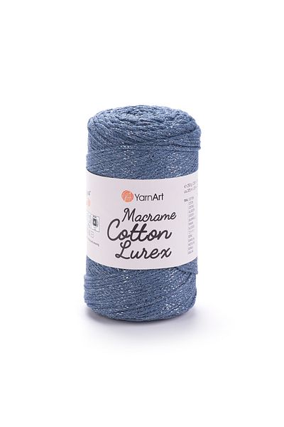 Yarnart Macrame Cotton Lurex - Glitter Macrame Hand Knitted Denim Blue-730