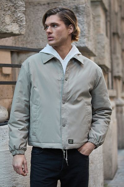 Danger Ανδρικό μπουφάν Oversize Snap που κλείνει μπεζ