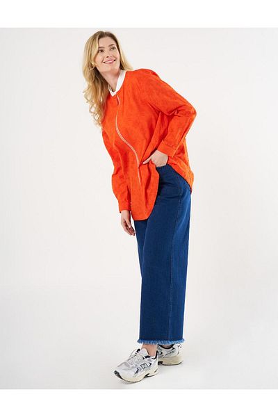 Kayra Jachetă din bumbac cu modele florale de culoare coral