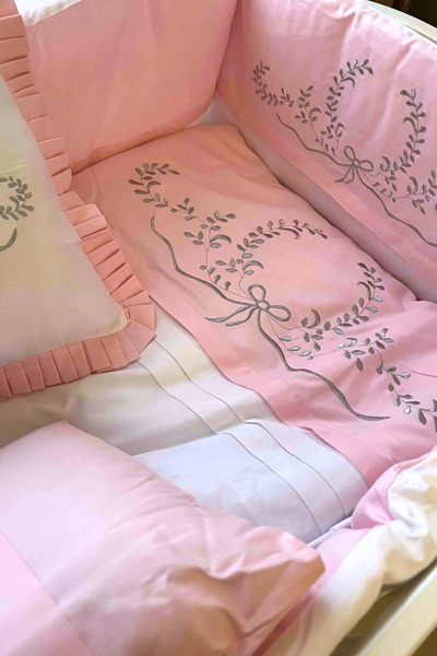 Kista Baby Park Yatak Bebek Uyku Seti Nevresim Takımı 70x110 Silver Pembe