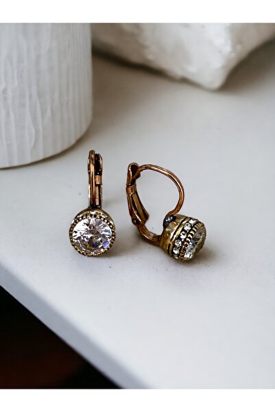 FAYRA ACCESSORIES Elmas Montür Zirkon Taşlı Tek Taş Küpe