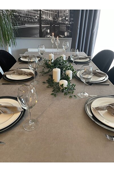 Decamor home Față de masă gri texturată catifea (NU include șervețele)