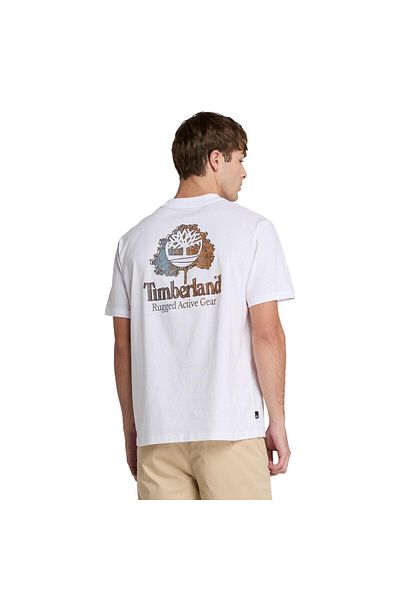 Timberland Ανδρικό γραφικό μπλουζάκι με λευκό Rugged Active Gear Back - Tb0a6dma1001