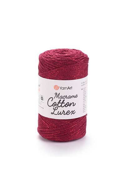 Yarnart Macrame Cotton Lurex - Glitter Macrame Hand Knitted Dark Red-739