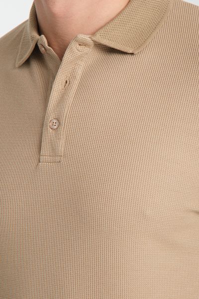 Frappoli Μπλουζάκι Walfer Beige Slim Fit Polo Neck - 100% βαμβάκι, μη τραβηγμένο ύφασμα