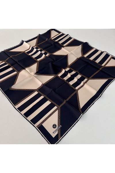 Vissona Μεταξωτό κασκόλ Twill Dark Navy Blue Ipk1408