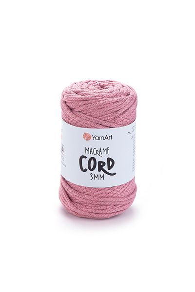 Yarnart Κορδόνι Macrame 3 mm - Μακραμέ Χειροποίητο Πλεκτό Σχοινί Dusty Rose-792