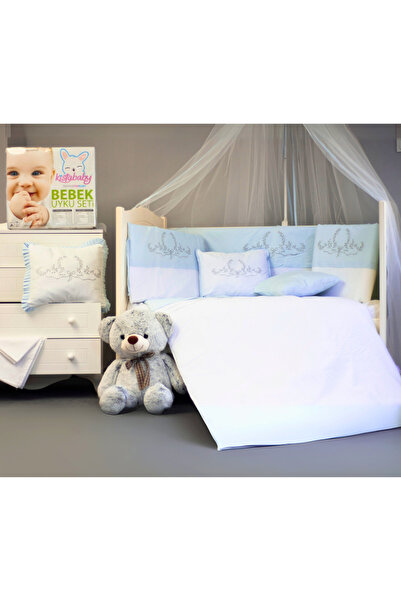 Kista Baby Park Yatak Bebek Uyku Seti Nevresim Takımı 70x110 Silver Mavi