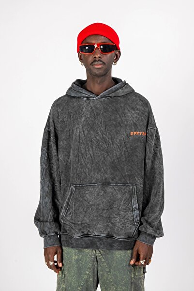 Sekizbiraltı Spectrum Black Oversize Unisex Hoodie - Washable and Back Printed