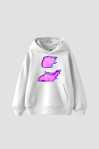 Sekizbiraltı Λευκό Oversize Unisex Hoodie - Temperature Printed
