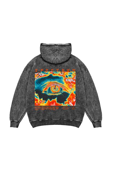 Sekizbiraltı Spectrum Black Oversize Unisex Hoodie - Washable and Back Printed
