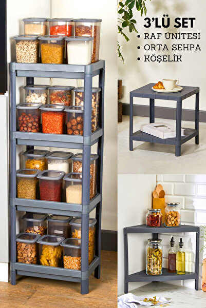 Carpekitchen 3lü Kombin Raf Ünitesi (4 katlı vesken , 2 katlı sehpa , 2 katlı köşelik)