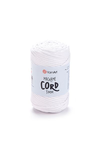 Yarnart Κορδόνι Macrame 3 Mm - Μακραμέ Χειροποίητο Νήμα Πλεξίματος Λευκό-751