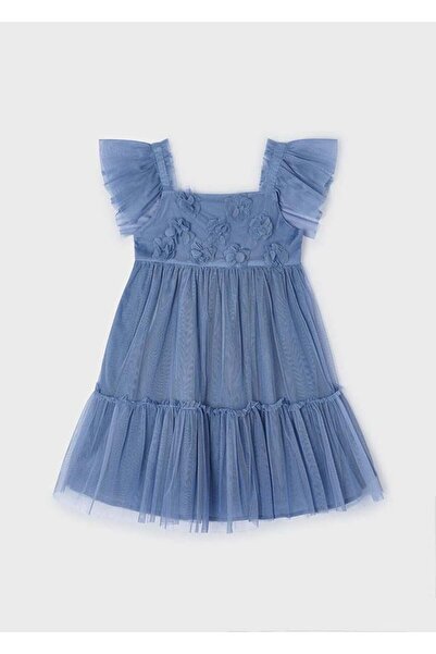 MAYORAL Kız Çocuk Kare Yaka Fırfırlı Tül Elbise