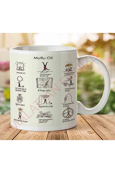 ART HEDİYE Be Happy Two Sides Printed Mug Cup.Jpg
