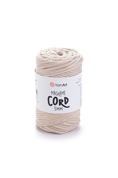 Yarnart Κορδόνι Macrame 3 Mm - Μακραμέ Χειροποίητο Πλεκτό Σχοινί Cream-753