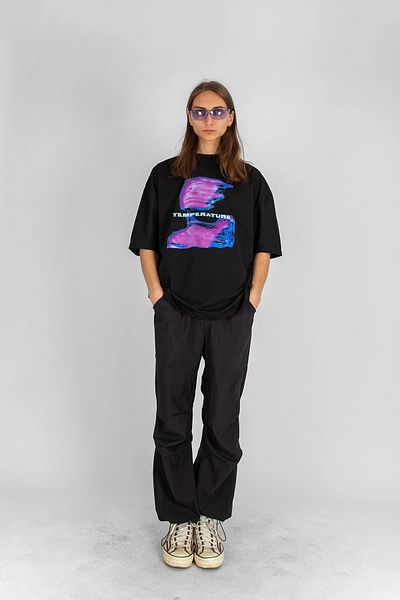 Sekizbiraltı Μαύρο μπλουζάκι Unisex με στάμπα θερμοκρασίας